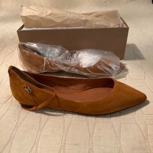 Madewell nib suede brown ankle flat skimmer size 10